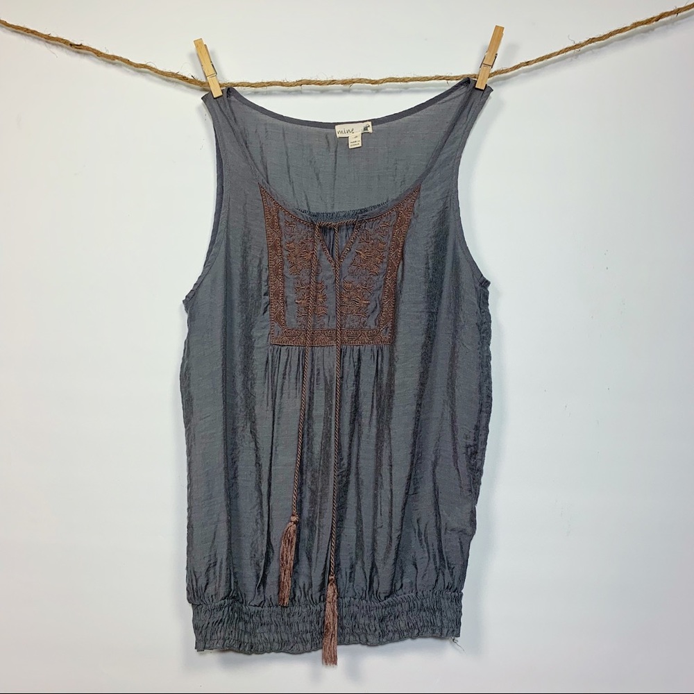 Mine... grey and ted embroidered top